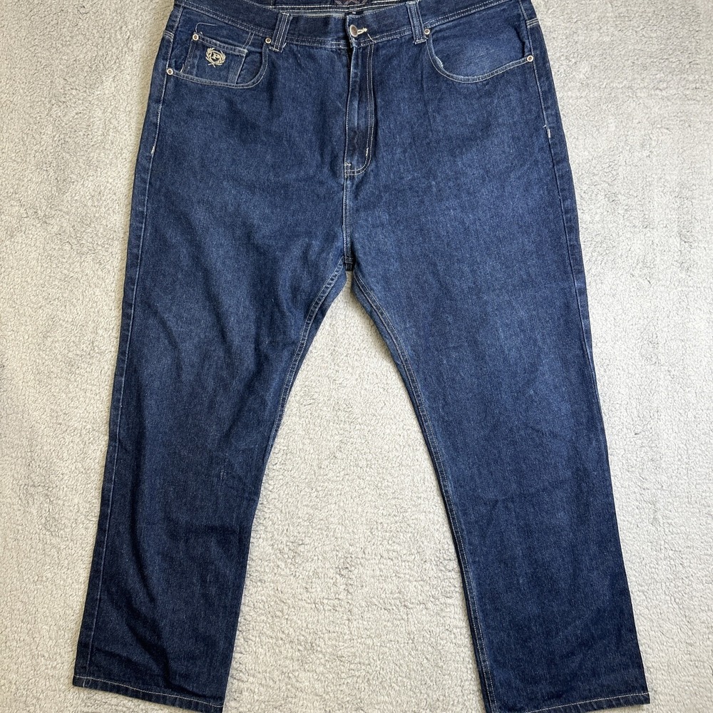 Phat Farm Jeans Mens Size 46 Dark Wash Blue‎ Baggy Y2K Hip-Hop Wide Leg Denim